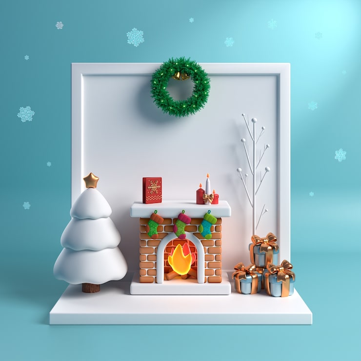PSD gratuit 3d rendu de l'arrière-plan de noël d'hiver