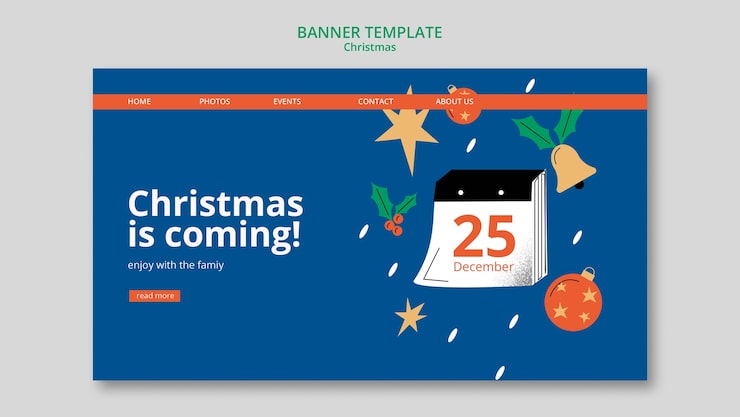 PSD gratuit bannière de célébration de noël dessinée à la main