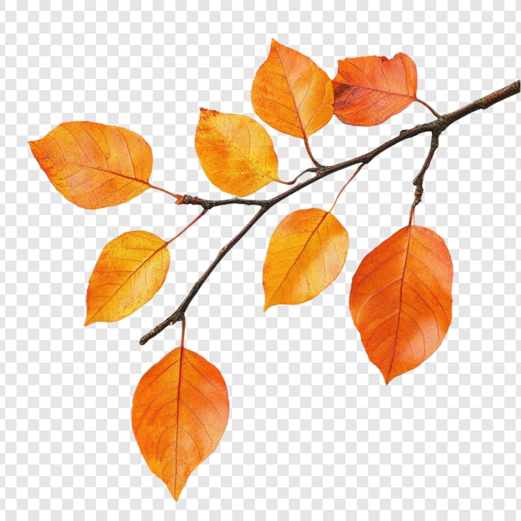 PSD gratuit branche d'automne avec des feuilles d'orange vives
