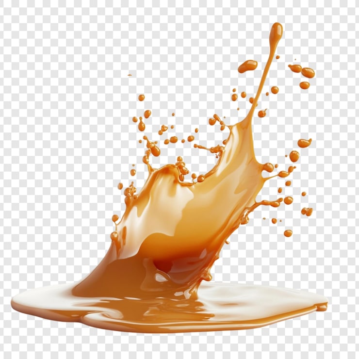 PSD gratuit caramel splash un rendu 3d sucré de caramel liquide