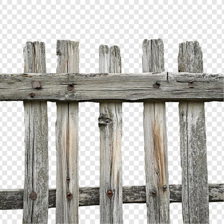 PSD gratuit clôture en bois rustique altérée vieille campagne en bois gris