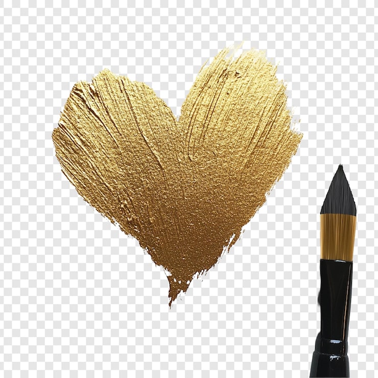 PSD gratuit coeur d'or peint avec un pinceau
