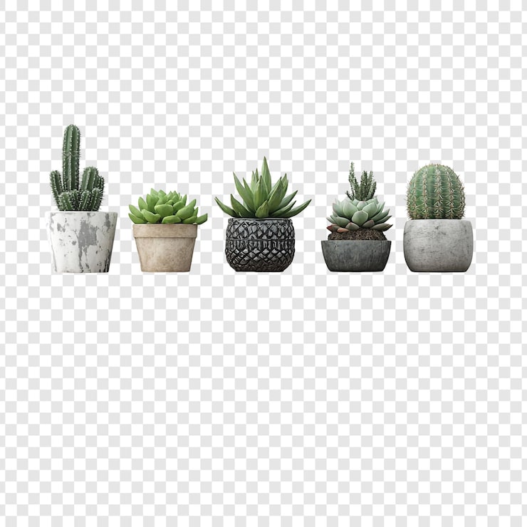 PSD gratuit collecte de plantes succulentes et de cactus en pot