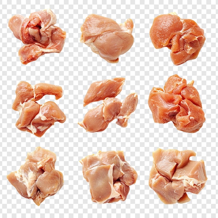 PSD gratuit une collection de morceaux de poulet cru prêts à la cuisson