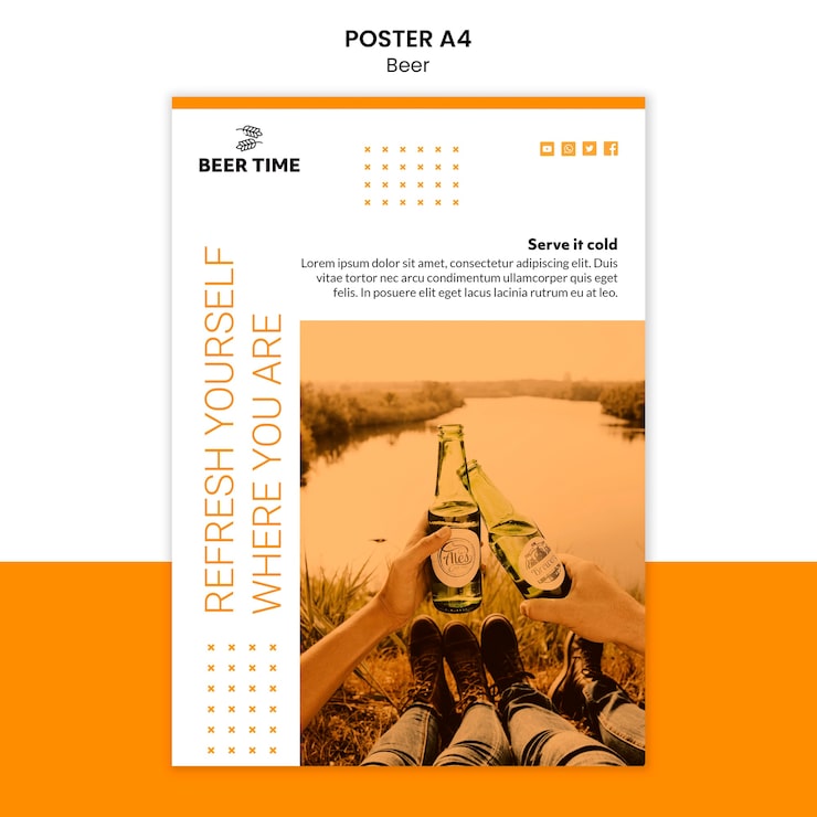 PSD gratuit conception de modèle d'affiche de bière