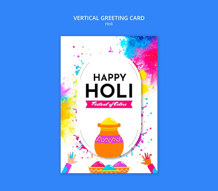 PSD gratuit conception de modèle d'invitation au festival holi