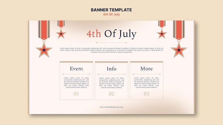 PSD gratuit conception de modèle de page de destination du 4 juillet