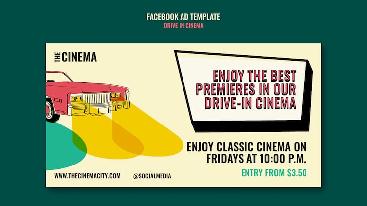 PSD gratuit conduire dans le modèle facebook du cinéma