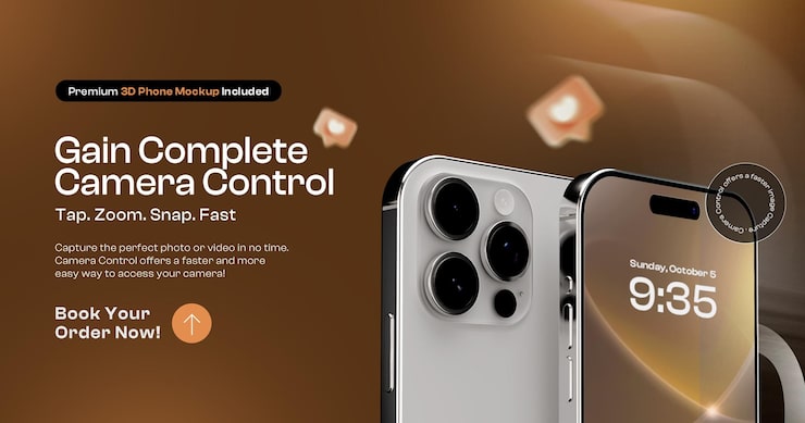 PSD gratuit contrôle de la caméra du smartphone modèle de conception de bannière de médias sociaux