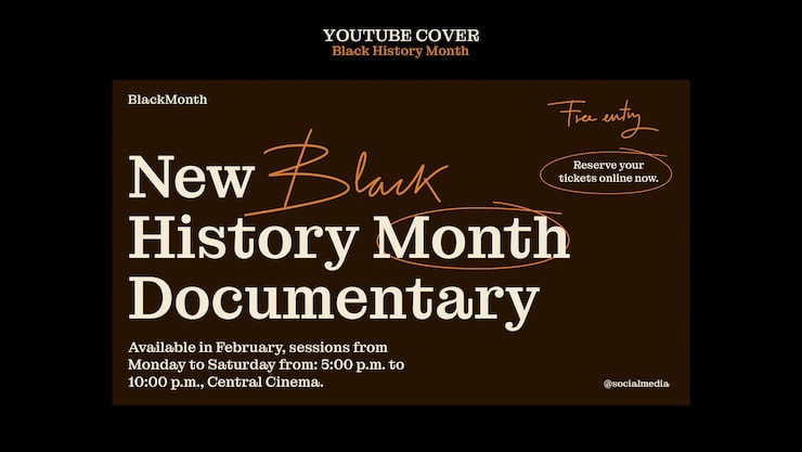 PSD gratuit couverture youtube de la célébration du mois de l'histoire noire