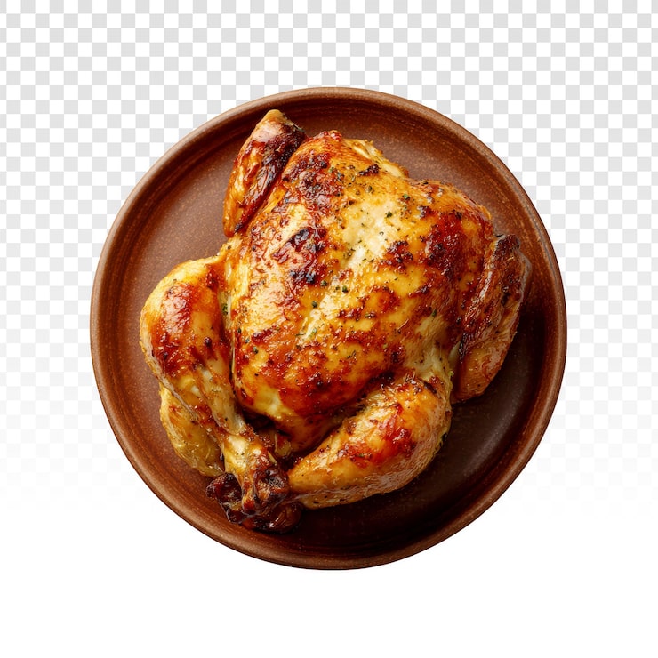 PSD gratuit cuisses de poulet rôties croustillantes dans un bol en terre cuite sur fond blanc