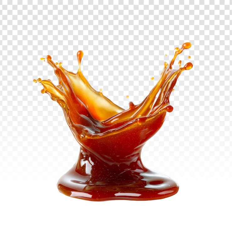 PSD gratuit éclaboussure dynamique de liquide brun riche sur fond transparent