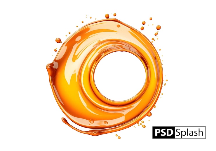 PSD gratuit éclaboussure de liquide de tourbillon de goutte ronde psd isolé sur fond