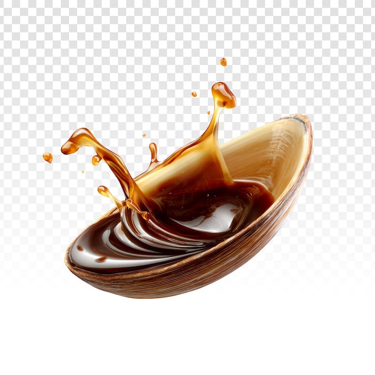PSD gratuit éclaboussure de sauce aux huîtres dans une coquille.