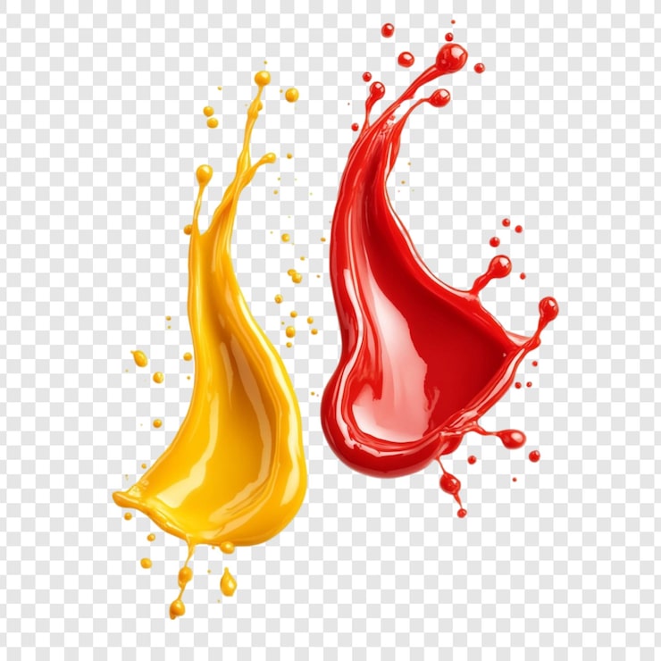 PSD gratuit des éclaboussures dynamiques de peinture rouge et jaune