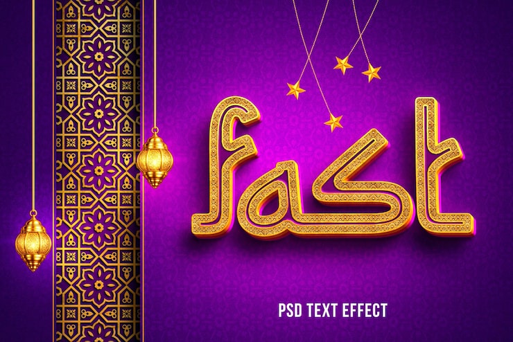 PSD gratuit effet de texte modifiable jeûne du ramadan