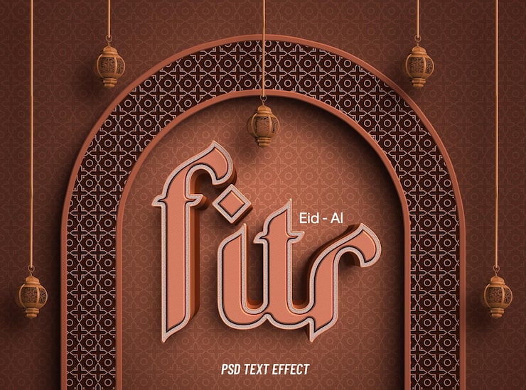 PSD gratuit effet de texte modifiable pour l'eid al fitr mubarak
