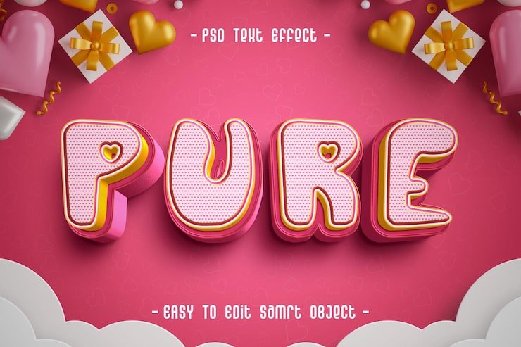 PSD gratuit effet de texte modifiable pour la saint-valentin
