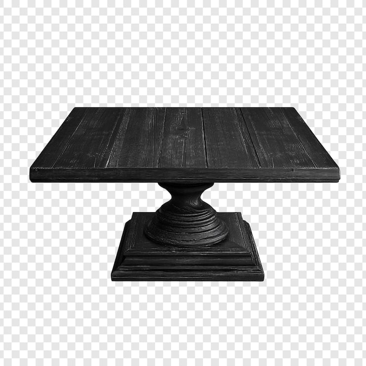 PSD gratuit élégante table à café en bois noir avec base de piédestal