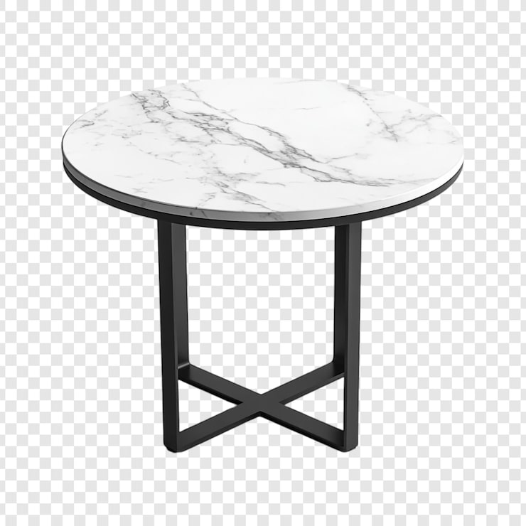 PSD gratuit élégante table à café ronde en marbre avec cadre en métal noir