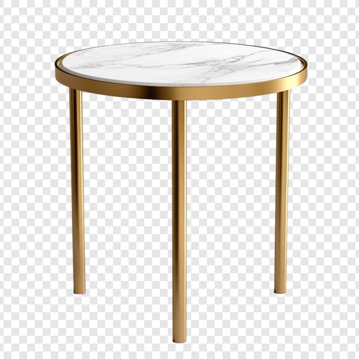 PSD gratuit élégante table latérale ronde en marbre avec des jambes en métal doré