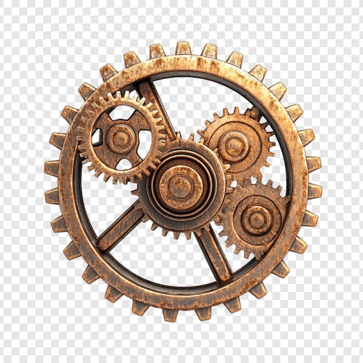 PSD gratuit des engrenages en bronze intricats qui permettent une précision et un mouvement parfaits