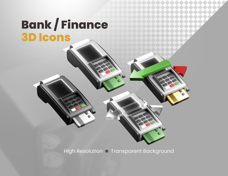 PSD gratuit ensemble d’icônes 3d finance banque