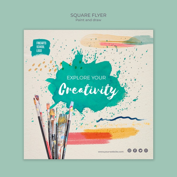 PSD gratuit explorez votre modèle de flyer carré de créativité