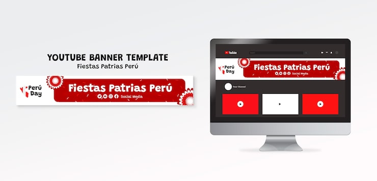 PSD gratuit fiestas patrias pérou célébration bannière youtube