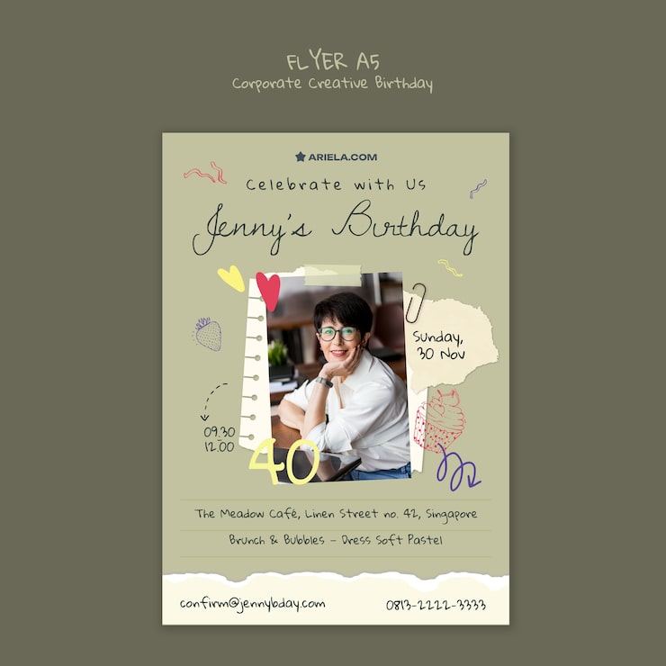 PSD gratuit flyer d'invitation à une fête d'anniversaire d'entreprise créative