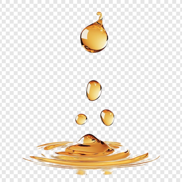 PSD gratuit des gouttelettes liquides d'ambre qui tombent et créent des ondulations une photographie macro en gros plan