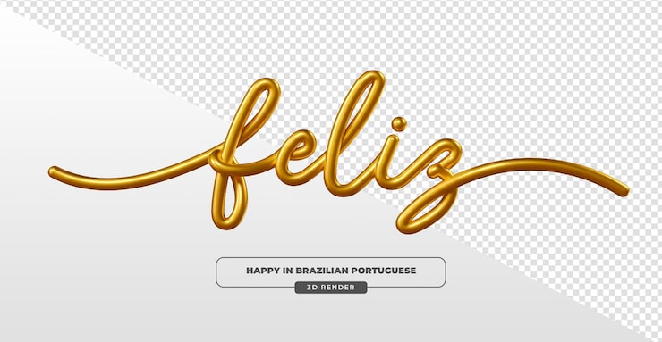 PSD gratuit happy golden en portugais brésilien en rendu 3d