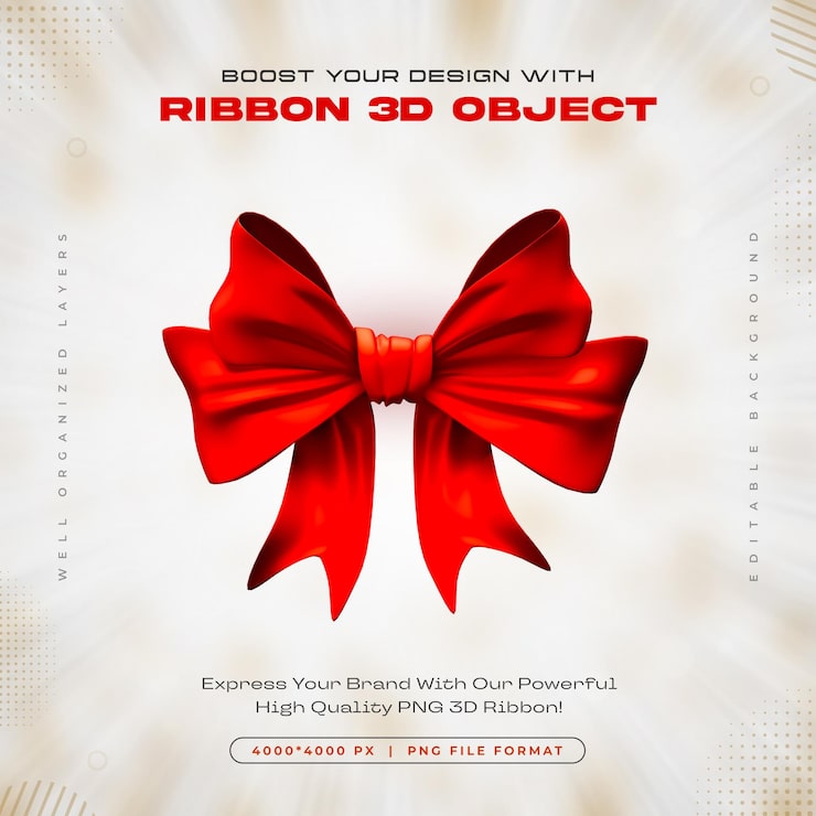 PSD gratuit icon de ruban rouge illustration de rendu 3d isolée