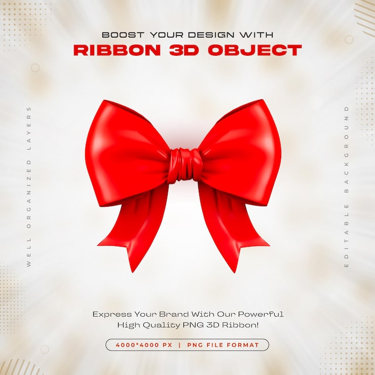 PSD gratuit icon de ruban rouge illustration de rendu 3d isolée