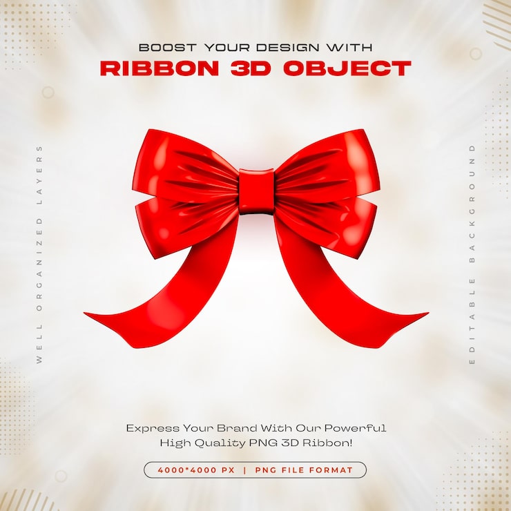 PSD gratuit icon de ruban rouge illustration de rendu 3d isolée