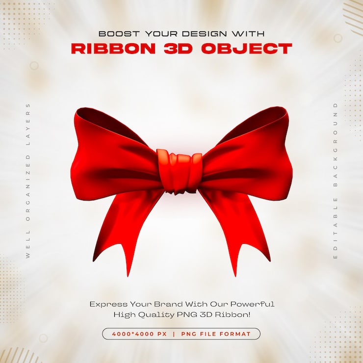 PSD gratuit icon de ruban rouge illustration de rendu 3d isolée