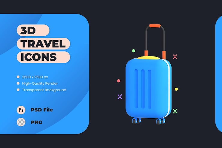 PSD gratuit icône 3d illustration voyage accessoires équipement préparation