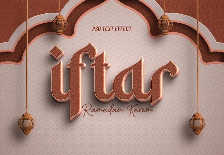 PSD gratuit iftar ramadan kareem effet de texte modifiable