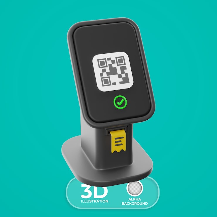 PSD gratuit illustration 3d d'écran et de code qr