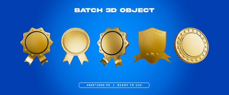 PSD gratuit l'illustration du rendu 3d de l'objet golden batch set