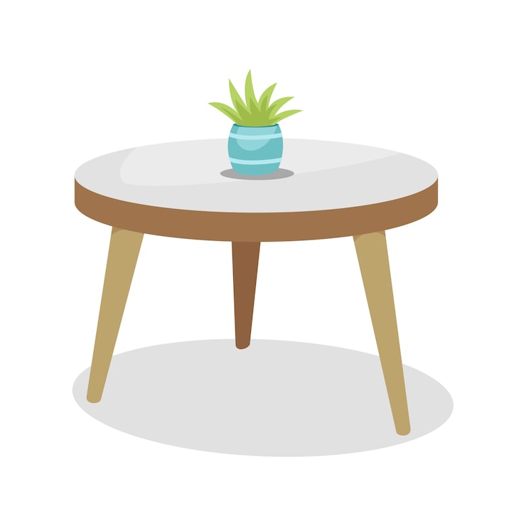 PSD gratuit illustration de meubles de maison avec table et plante