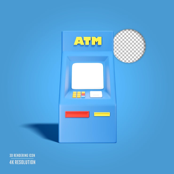 PSD gratuit illustration de rendu 3d de l'icône isolée de la cabine atm