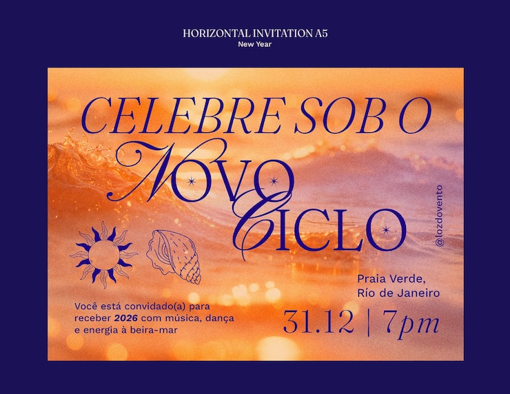 PSD gratuit invitation élégante à une soirée de réveillon du nouvel an sur la plage