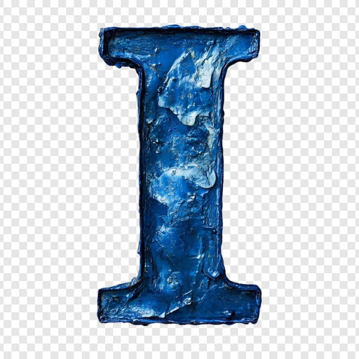 PSD gratuit une lettre de peinture bleue i un alphabet texturé