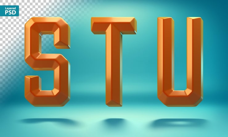 PSD gratuit lettres géométriques pointues 3d