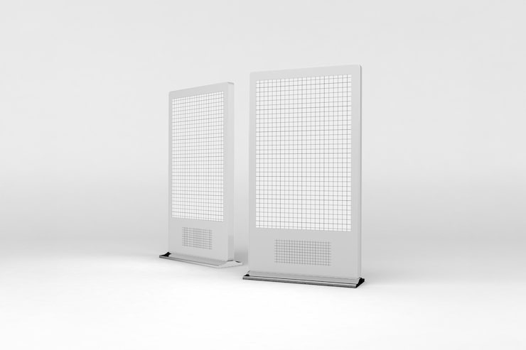 PSD gratuit maquette de deux présentoirs de vente au détail blancs