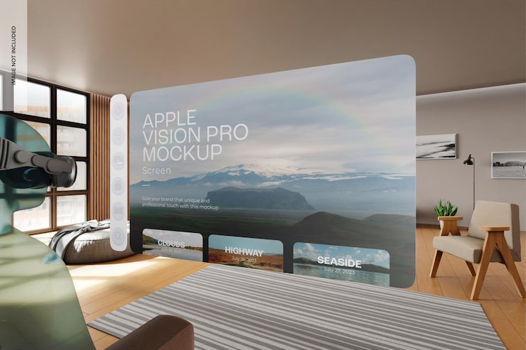 PSD gratuit maquette d'écran apple vision pro