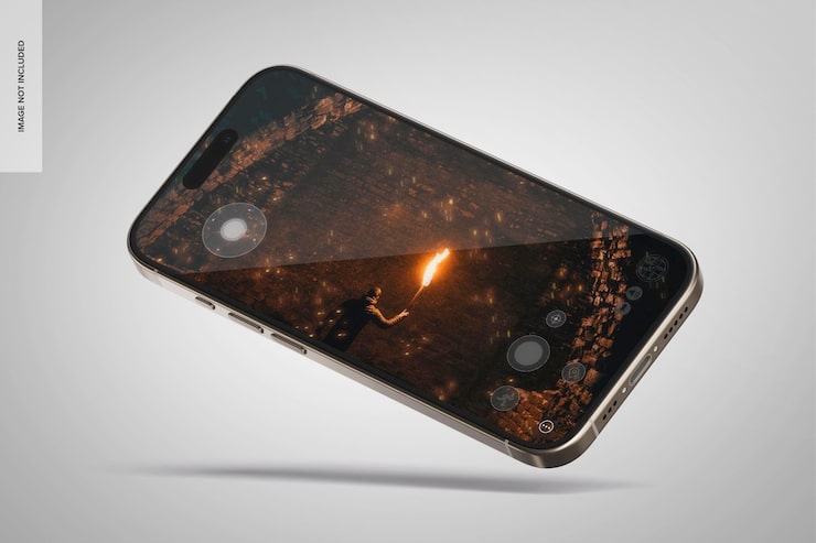 PSD gratuit une maquette horizontale de l'iphone 15 pro max