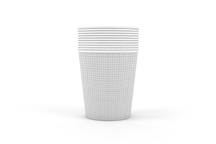 PSD gratuit maquette d'une pile de tasses en papier blanc