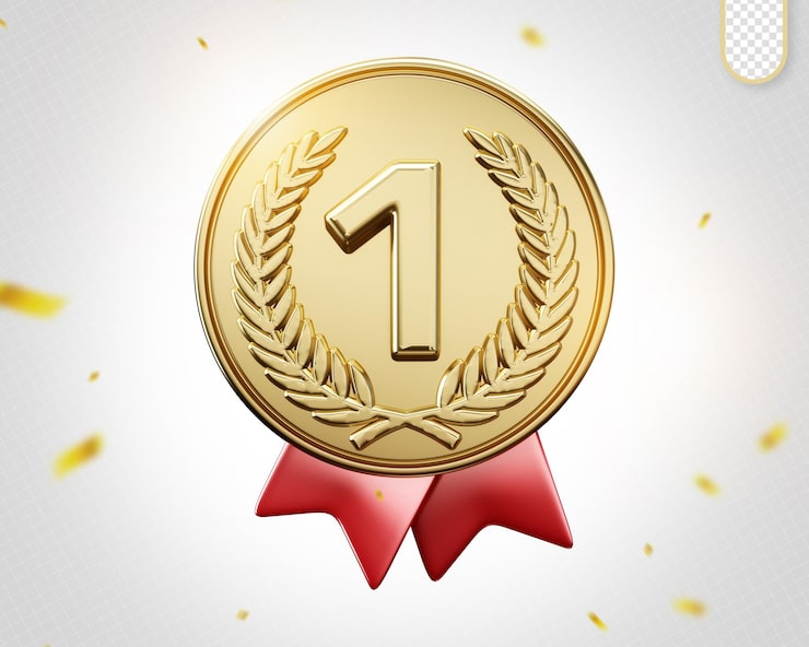 PSD gratuit médailles 3d pour la composition de la récompense du champion